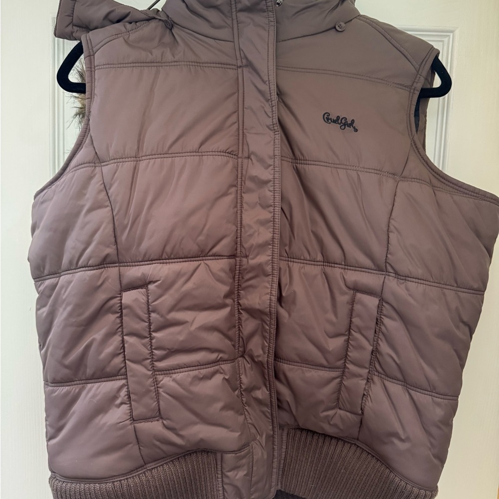 Cruel Girl Brown Puffer Vest